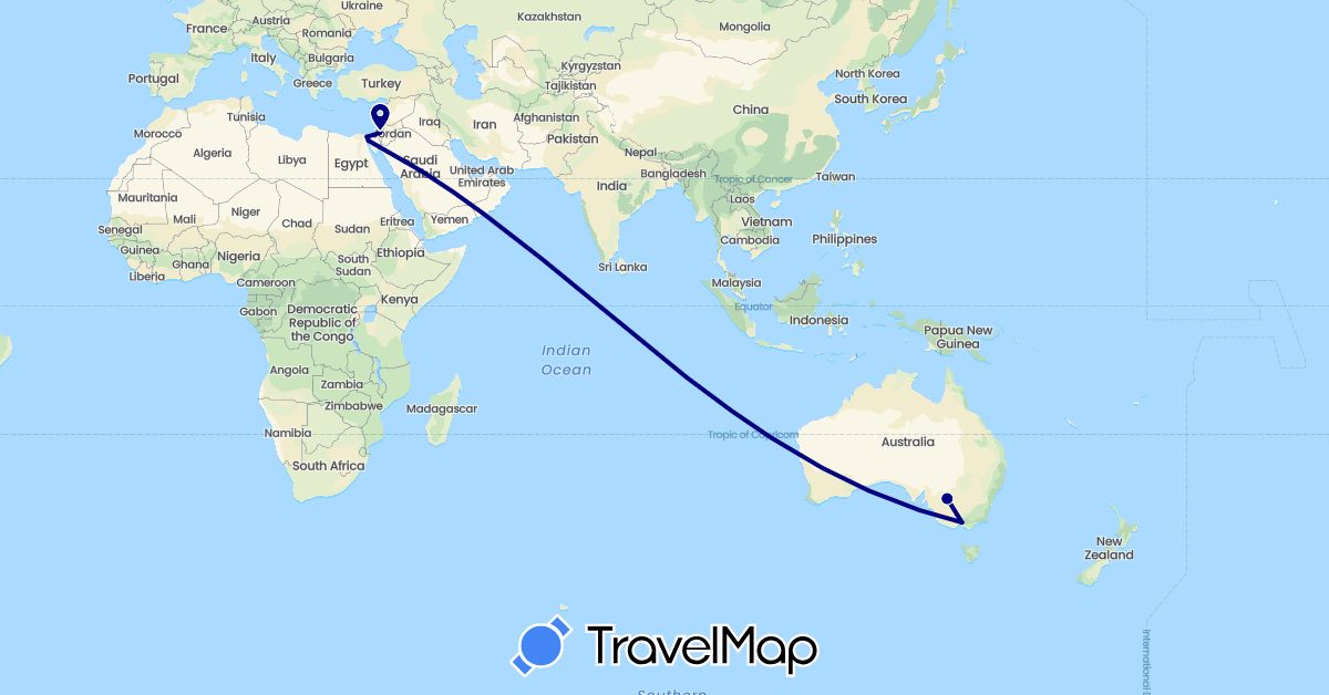 TravelMap itinerary: driving in Australia, Egypt, Israel (Africa, Asia, Oceania)